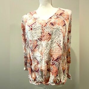 Cynthia Rowley V-Neck Long Sleeve Patterned Top